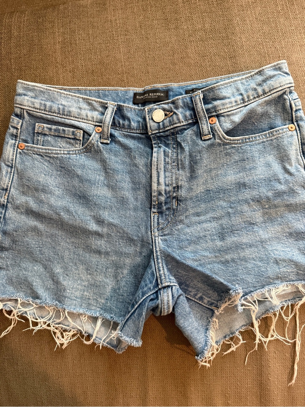 Banana Republic Light Blue Denim Shorts with Frayed Hem